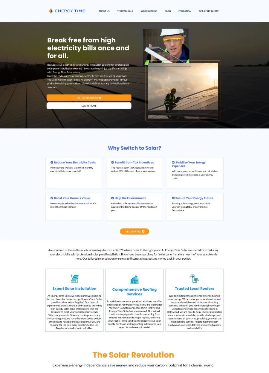 Solar and roofing website